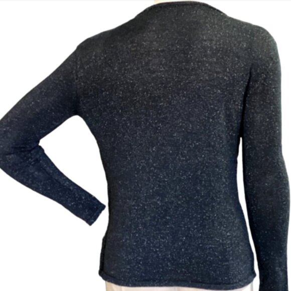 UNIFORM John Paul Richard Silk Blend Attached Twinset Top Black Sparkle 19Q - Picture 5 of 8